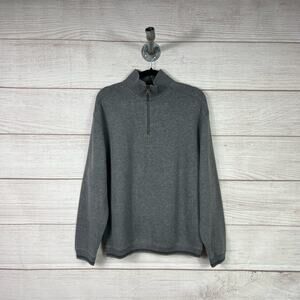 Turnbury Men's Gray Cotton Quarter Zip Pullover Sweater Size Medium